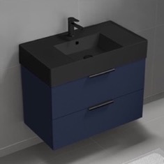 Floating Bathroom Vanity, Modern, Blue, 32 inch